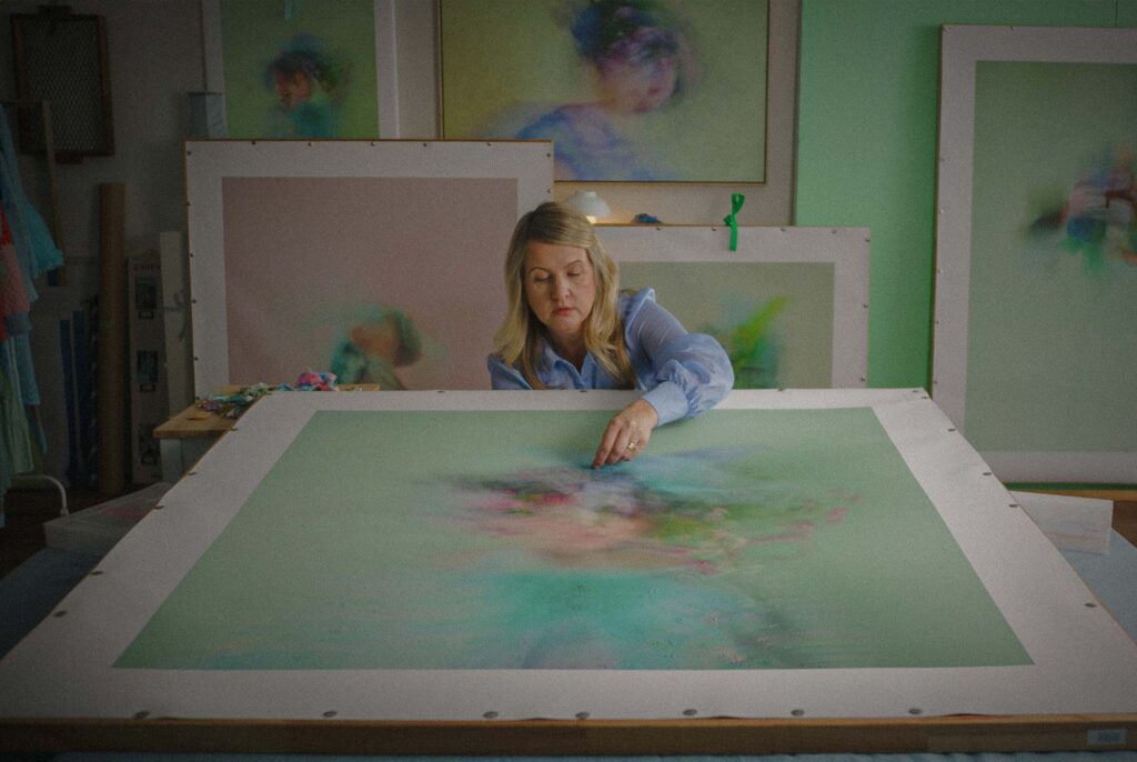 Marisa Veerman threads cotton, showing her art process for the exhibition, Way Of Being.